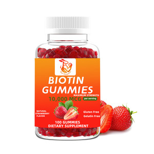 Gummies de biotine en gros d'usine avec biotine sodique favorisant la croissance des cheveux, compléments à base de plantes, saveur fraise naturelle - Product Image 1