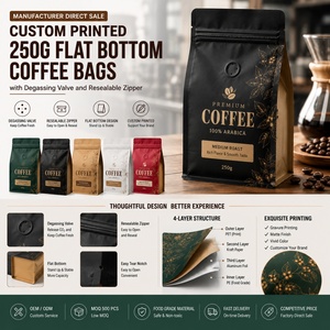 Bolsas de Café Personalizables de 250g - Empaque con Fondo Plano y Válvula Unidireccional y Cierre Hermético Reutilizable - Product Image 1