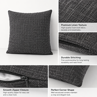 Housse de coussin carrée en lin texturé, durable, avec fermeture éclair dissimulée, plusieurs tailles disponibles, décoration intérieure