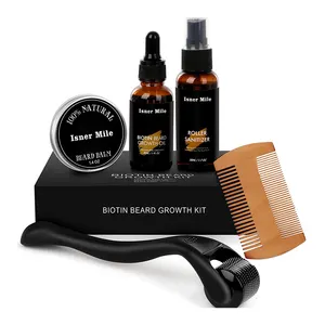 Grooming Beard Set Grooming BIOTIN Beard Growth Grooming Kit 100% Organic Private Label Beard Grooming Set