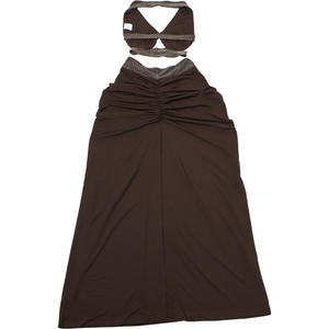 วิวิบลูค Z225ST02 ชุดเซ็ตผู้หญิงใหม่ เสื้อครอปสายเดี่ยวประดับเลื่อมพร้อมเข็มขัด กระโปรงยาวจีบ ชุดสองชิ้น - Product Image 4