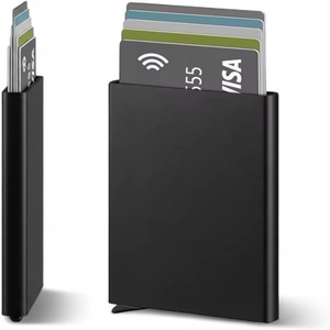 Custom Logo Slim Aluminum Credit <b>Card</b> Holder Wallet for Men RFID Blocking Minimalist Metal for up Wallet Portable Promotional - Product Image 1