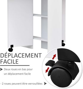 Table <span class=keywords><strong>console</strong></span> blanche <span class=keywords><strong>extensible</strong></span> table à manger carrée pliable sur roulettes avec étagère de <span class=keywords><strong>rangement</strong></span> - Product Image 6