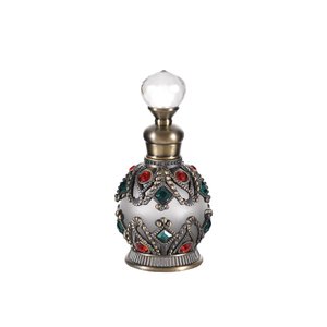<span class=keywords><strong>Parfum</strong></span> arabe 15 ml, style ancien de Dubaï, flacons d'attar en alliage métallique unique avec compte-gouttes en verre - Product Image 1