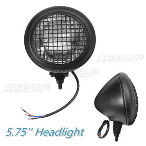 Phare universel pour moto 12V 5,75 pouces Hi/Lo, 12V 60W, rond noir, pour Harley Bobber Custom, phare LED 60W, phare avant - Product Image 1