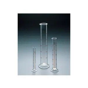 Customizable circular base open ended graduated clear glass cylinder