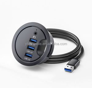 ฮับเดสก์ท็อปสำนักงานพร้อมพอร์ต USB 3 พอร์ต รองรับพอร์ตเสียงหูฟังสำหรับแท่นเชื่อมต่อคอมพิวเตอร์ USB3.0 HUB - Product Image 2
