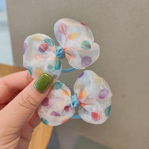 Vente en gros d'usine : Paire d'élastiques à cheveux pour enfants, style coréen, pour filles, en tissu mignon, pour le commerce extérieur transfrontalier - Product Image 2