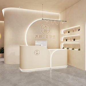 High-end Customizable Color Shape Modern Wood Reception <b>Desk</b> Multiple Storage Functions for Salon Hotel Office Commercial - Product Image 4