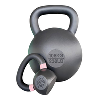 Kettlebell en acier moulé de 108 kg pour hommes, robuste, avec design classique et poignée antidérapante