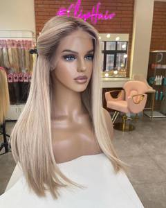 Perruque Lace Front Glueless de Qualité Supérieure, Cheveux Humains Vierges Remy Européens, Blond Platine Transparent - Product Image 1