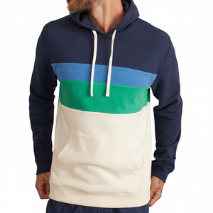 Sudaderas con capucha para hombre, ropa de calle a rayas de bloque de Color, moda de invierno, venta al por mayor - Product Image 1