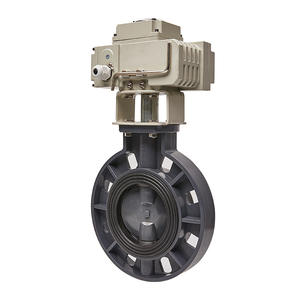 Vanne papillon électrique à disque en plastique UPVC Dongqi D971X-16S résistante à la corrosion, aux acides et aux alcalis pour l'huile et le gaz DN50 PVC - Product Image 1