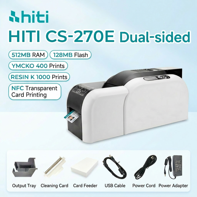 Best Value HiTi CS-270e Professional 300x600dpi Color PVC Card Printer with Ethernet for Small to Medium Businesses in Stock