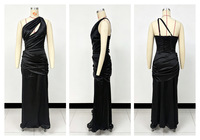Robe fourreau sirène en satin pour femme, à épaules asymétriques, avec découpes, taille plissée et laçage
