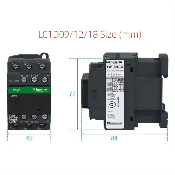 AC contactor LC1D09 LC1D12 LC1D18 LC1D25 LC1D32 LC1D38 LC1D50 LC1D65 LC1D80 LC1D95 Schn eider listrik