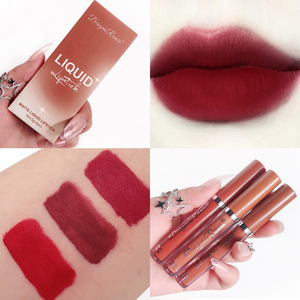 DRAGON RANEE Set de 3 Brillos Labiales de Terciopelo Mate Tinta Líquida Naranja Té con Leche y Pasta de Frijol No Pegajoso Cosméticos - Product Image 3