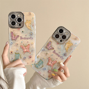 Bao Gồm Tất Cả Gió Rhinestone Bướm Điện Thoại Di Động Trường Hợp Đối Với Phụ Nữ Drop-Resistant TPU Bìa Tương Thích Đối Với Apple Cho iPhone 15 - Product Image 1