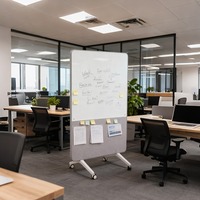 Tableau blanc magnétique double face sur pied mobile, écran de séparation insonorisé pour réunions de bureau et enseignement