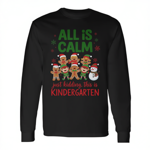 Tutto è calmo, questo è un'ottima maglietta natalizia a maniche lunghe con stampa Gingerbread Christmas - Product Image 3