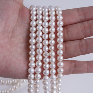 Cuentas Sueltas de Perlas Naturales de Agua Dulce de Zhuji, 7-8 mm, Blancas, Casi Redondas, para Hacer Collares y Pulseras, Venta al por Mayor - Product Image 3