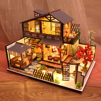 3D Puzzle Buchnische DIY Bastelset Holzspielzeug DIY Miniaturhaus-Kit Chinesischer Innenhof Buchstütze Desktop Mini Deko Ornament