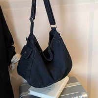 Tas Selempang Denim Hobo Wanita, Tas Bahu, Tali Dapat Disesuaikan, Tas Santai Sehari-hari, Retro Vintage, Custom OEM ODM Grosir