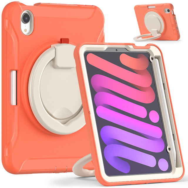 Shockproof Tablet Case for iPad Mini7 A17 Pro case 2024/Mini6 8.3inch iPad Cover With 360 Degree Handle Kickstand
