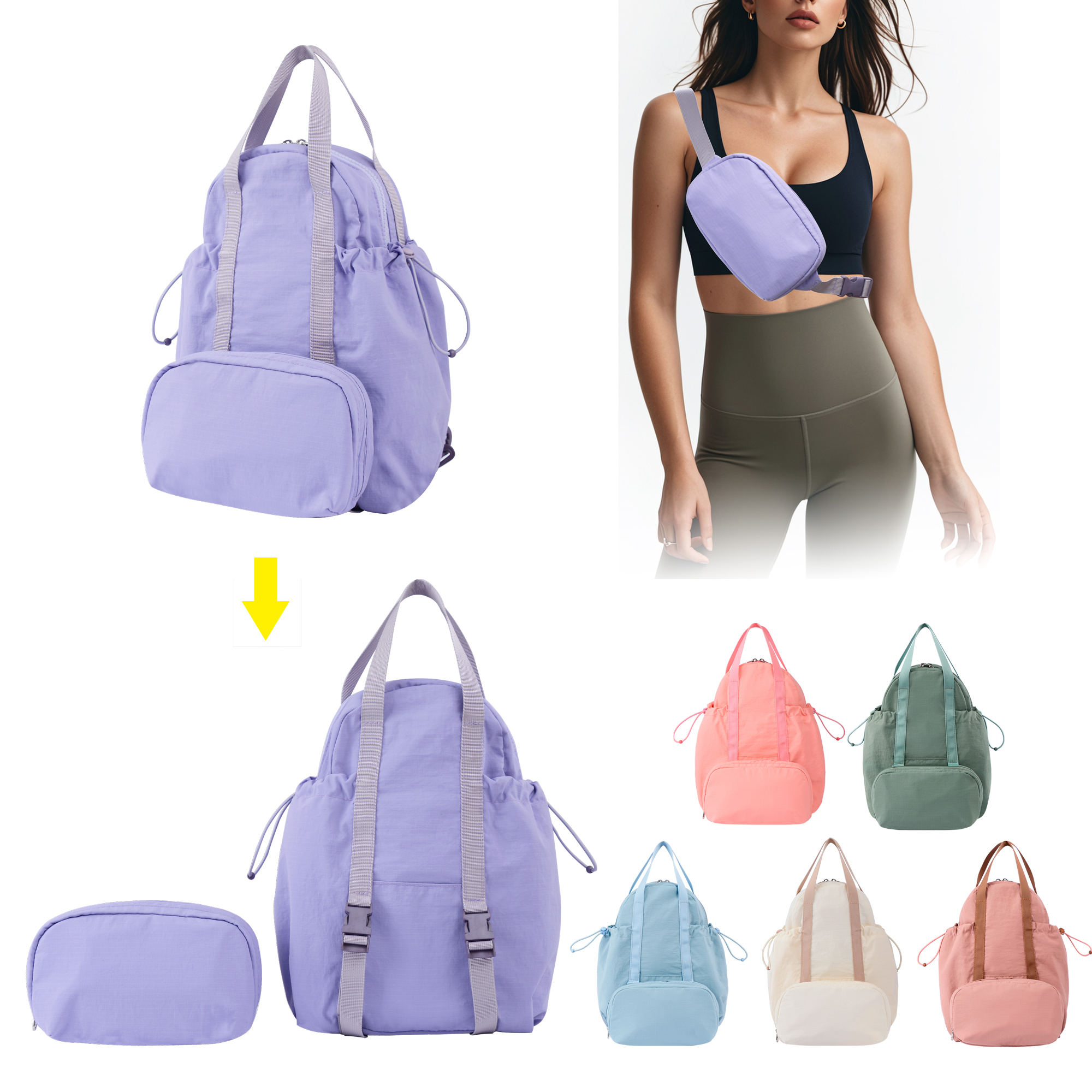 Light Weight Waterproof Nylon Two-Way Backpack for Girl