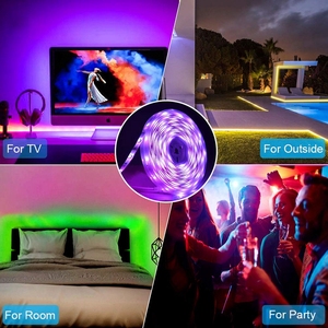Bande lumineuse <span class=keywords><strong>LED</strong></span> <span class=keywords><strong>multicolore</strong></span> 10M 600 <span class=keywords><strong>LED</strong></span> 2835 SMD flexible avec télécommande 24 touches pour éclairage d'ambiance RGB pour fêtes, maison et chambre - Product Image 5