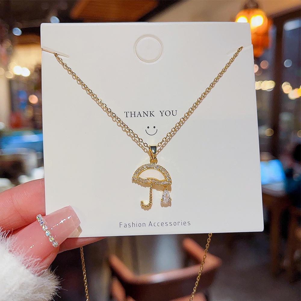 SC Hot Sale Fashion Shiny Zircon Charm Necklace Vintage Stainless