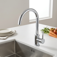 Robinet de cuisine Momali à poignée unique chromé, à montage sur plan, avec réglage libre de l'eau chaude et froide pour évier de cuisine