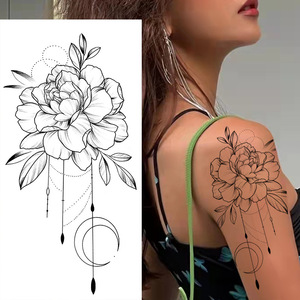 Adesivi per tatuaggi con <span class=keywords><strong>fiori</strong></span> per schizzi all'ingrosso adesivi per tatuaggi delicati fiore di rosa fiore in bianco e nero - Product Image 1