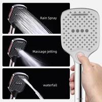 Pommeau de douche pluie Eco Spa-Douche cascade à 3 réglages Économie d'eau Rectangle haute pression Bouton de salle de bain Douche à main