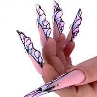 ZHI JIA 150 pièces Formes doubles pour ongles en plastique, motif papillon, lignes de graduation internes, réutilisables, pour extension de gel, capsules d'ongles artificiels pour nail art