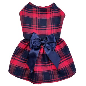 Plaid Pet Dress <b>Red</b> Black Polyester Double Layer <b>Bow</b> Dog Cat Clothing Four Seasons Skirt - Product Image 4