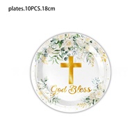 Communion baptême fleur croix vaisselle et décorations ensemble pour filles et enfants bébé Communion fête fournitures thème