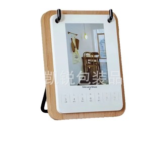 Wooden Desk <b>Calendar</b> Stand Solid Wood Base Creative Desktop Organizer For Notes And Cards - Product Image 1