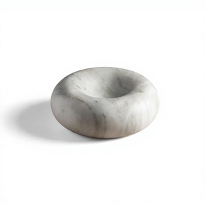 Bandeja de joyería de mármol con forma de donut, soporte escultural de piedra para anillos, plato decorativo para guardar objetos, organizador de joyas, decoración de tocador, natural - Product Image 1
