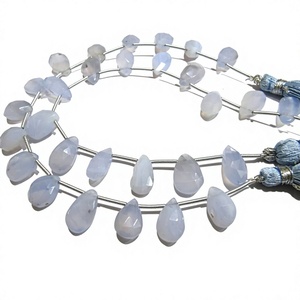 Cuentas de Calcedonia Azul Natural en Forma de Pera, Tamaño de 8x12mm a 10x13mm, Cuentas Graduadas de 8 Pulgadas de Largo - Product Image 1