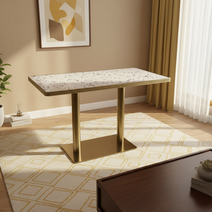 Table à manger rectangulaire moderne de luxe en fer avec plateau en verre trempé, pour salle de sport, hôtel, restaurant, café, 4 places, durable et portable - Product Image 5
