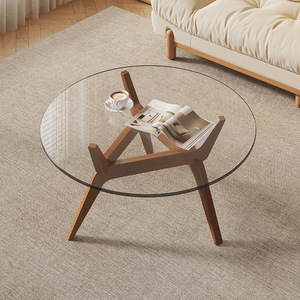 <span class=keywords><strong>Tavolino</strong></span> da Caffè <span class=keywords><strong>in</strong></span> <span class=keywords><strong>Vetro</strong></span> dal Design Moderno con Struttura <span class=keywords><strong>in</strong></span> Legno Massello per Soggiorno - Product Image 3