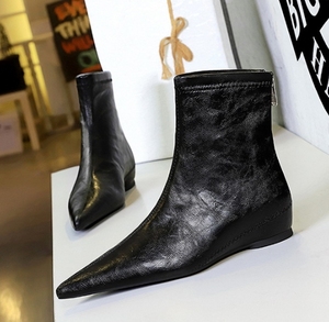 Casual <strong>Low</strong> <strong>Heel</strong> <strong>Women</strong> Wedges <strong>s</strong> Pointed Toe <strong>Ankle</strong> <strong>Boots</strong> - Product Image 3