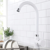 Robinet de lavabo en laiton massif blanc mat de style nordique, mitigeur à bec haut pour lavabo sur comptoir, idéal pour hôtels et appartements