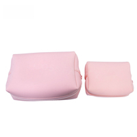 Sac à cosmétiques rose pâle à fermeture éclair, trousse de toilette élégante, étanche en PU, organiseur de maquillage avec logo personnalisé pour les voyages