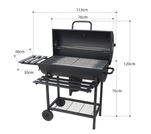 Nueva Llegada: Asador de Carbón para Pollo Asado en Barril, Barbacoa Portátil para Exteriores con Carro de Tambor de Aceite Negro - Product Image 5