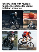 Pompe à air portable ETENWOLF Yilang en aluminium, alimentée par batterie, avec manomètre et sac de rangement, pour vélos de route et motos