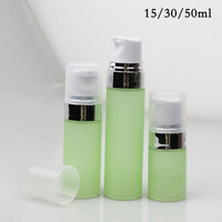 Flacon pompe sans air en plastique PP de 15 ml vide pour savon liquide, sérum, soins de la peau, emballage cosmétique transparent givré en forme de cylindre