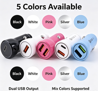 Cargador de Coche con Doble Puerto USB y Carga Rápida 3.0, 12V-24V, Universal, Mini Cargador para Encendedor de Cigarrillos, para Teléfono, Varios Colores