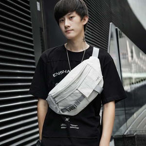 กระเป๋าสะพายไนลอนสีเทาแบบมีซิปปิดกันน้ำ กระเป๋าสะพายไหล่ผู้ชาย ใช้ได้ทุกฤดูกาลสำหรับการเดินทาง - Product Image 1